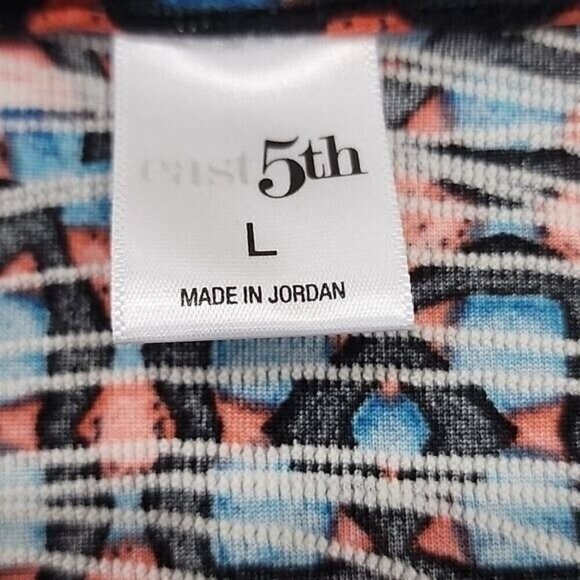 East 5th Top Short Sleeve Geometric Stretch Women's Large - Picture 4 of 5